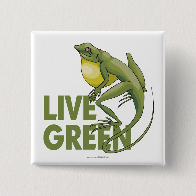 Live Green 2 Inch Square Button (Front)