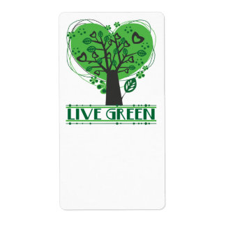 Live Green Abstract Tree Label