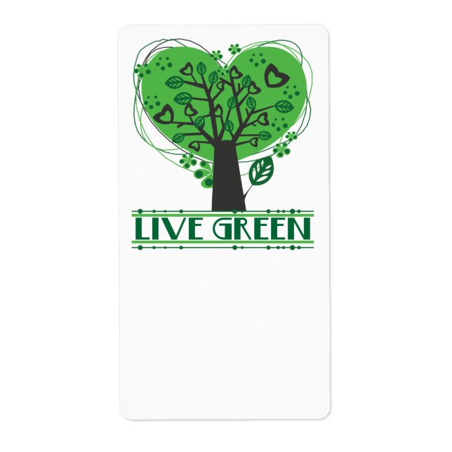 Live Green Abstract Tree Label (Front)