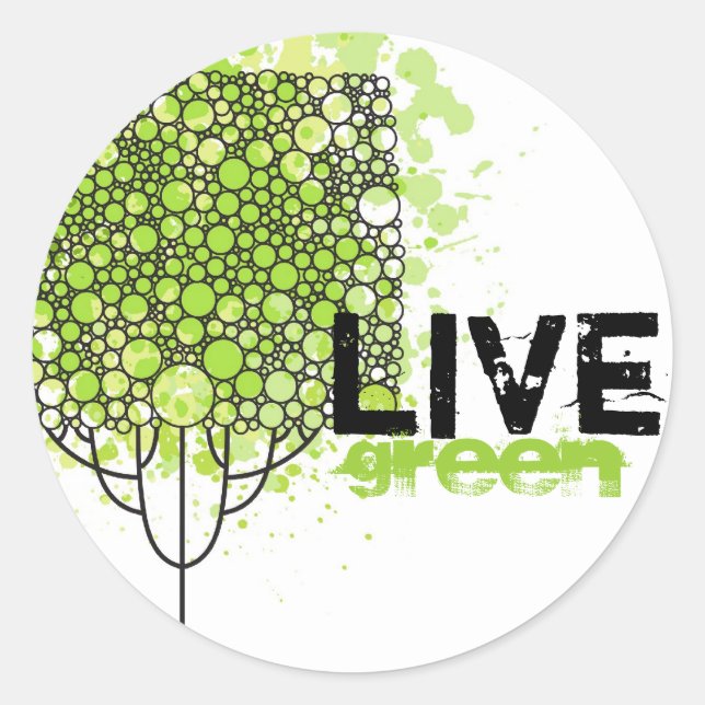 Live Green Classic Round Sticker (Front)