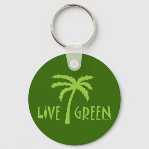 Live Green Palm Tree Environmental Keychain