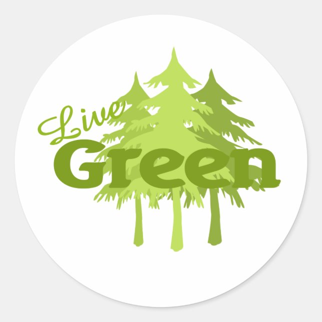 live green trees classic round sticker (Front)