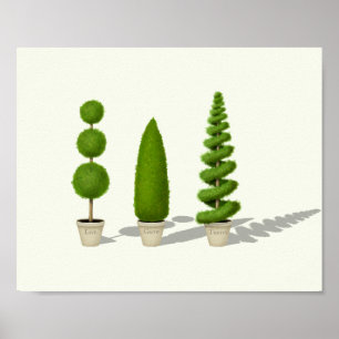"Live Grow Thrive" Customizable Cypress Topiaries Poster