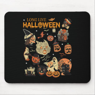 Live Halloween Vintage Pumpkin Witch Ghost Black C Mouse Pad