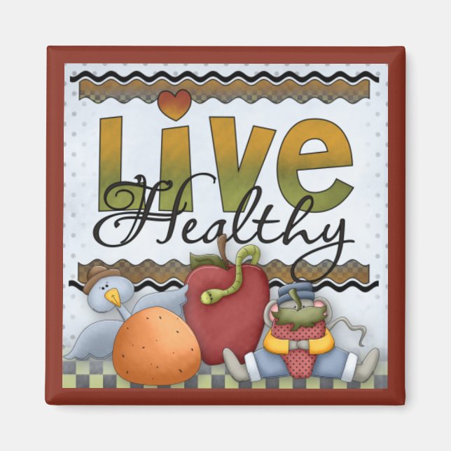 Live Healthy Fruits and Critters Kitchen Magnet 2 (Front)