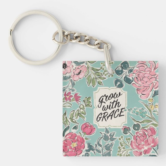 Live in Bloom | Grow With Grace Keychain (Front)