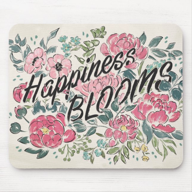 Live in Bloom | Happiness Blooms Mouse Pad (Front)