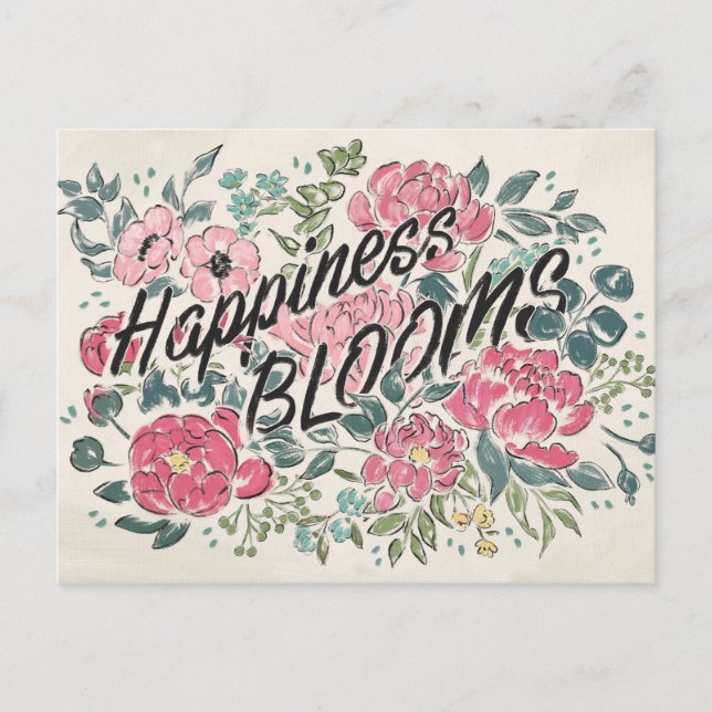 Live in Bloom | Happiness Blooms Postcard (Front)