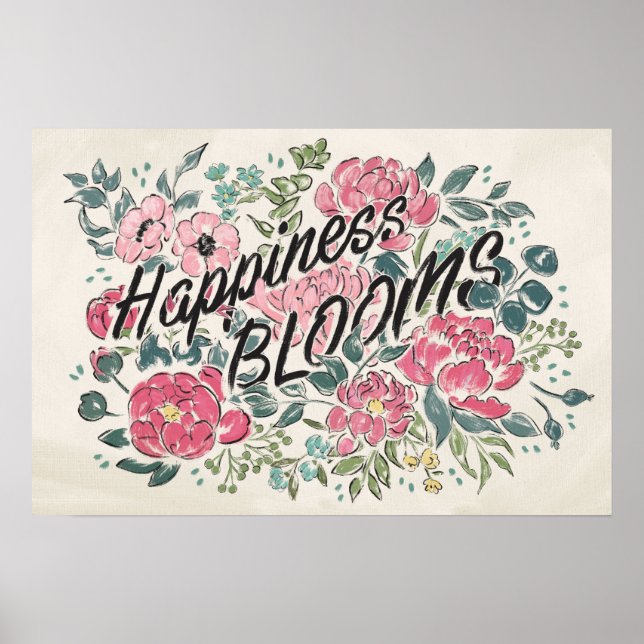 Live in Bloom | Happiness Blooms Poster (Front)