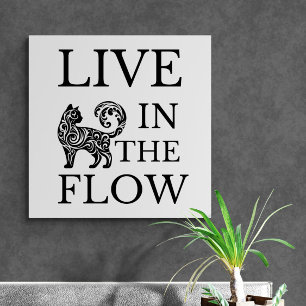 Live In The Flow artistic cat silhouette. Canvas Print