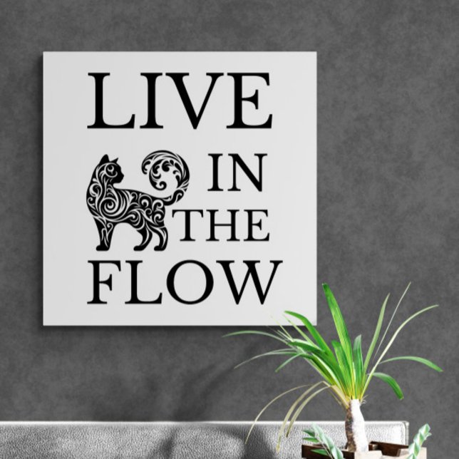 Live In The Flow artistic cat silhouette. Canvas Print (Creator Uploaded)