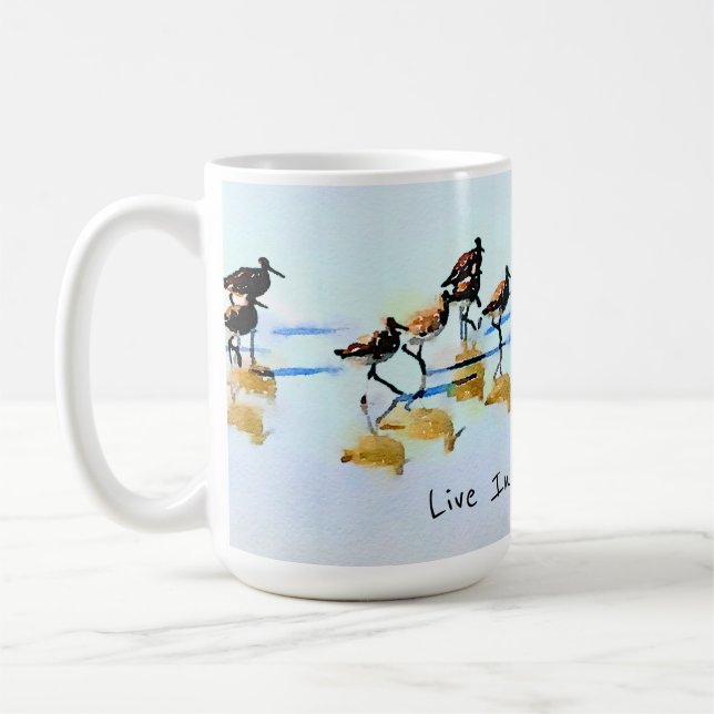 Live in the Moment~Sandpipers Hilton Head Beach Coffee Mug (Left)