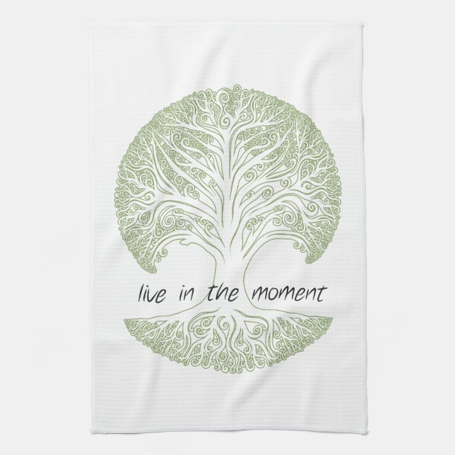 Live in the Moment Tree Kitchen Towel (Vertical)
