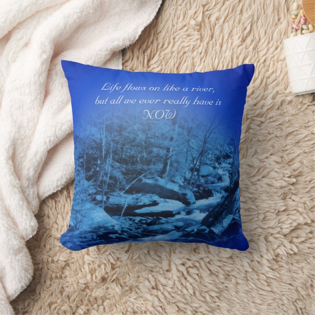 Live In The Present Inspirational    Throw Pillow (Blanket)