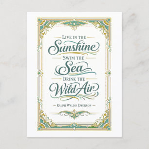 "Live in the Sunshine" Emerson Quotation Postcard