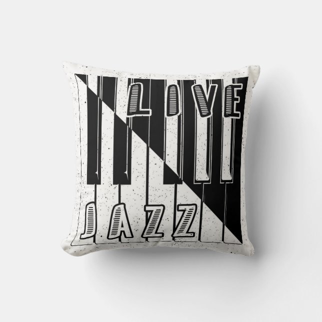 Live Jazz Calligraphy Illusion Logo Lettering with Throw Pillow (Front)