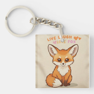 Live Laugh cute fox Keychain