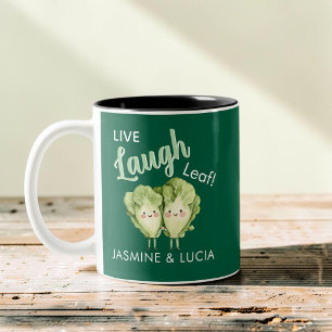 Live Laugh Leaf Funny Vegetable Friend Gift Two-Tone Coffee Mug