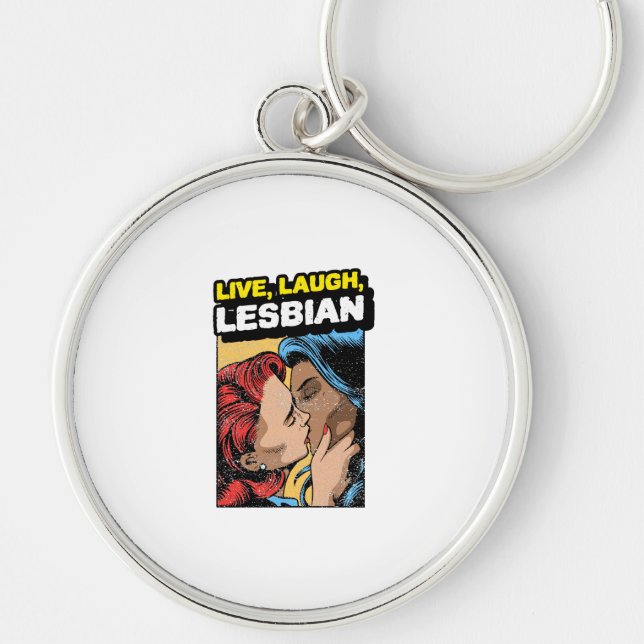 Live Laugh Lesbian Keychain (Front)