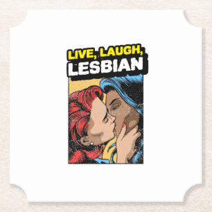 Live Laugh Lesbian Paper Coaster
