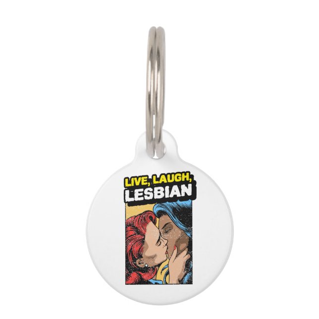 Live Laugh Lesbian Pet Tag (Front)