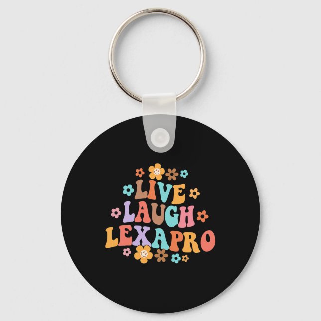 Live Laugh Lexapro Groovy Mental Health Therapist  Keychain (Front)