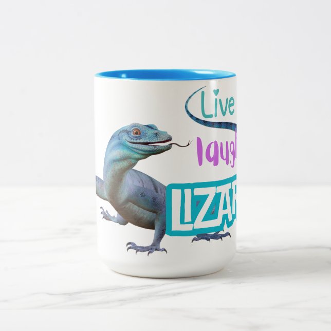 Live Laugh Lizard Two-Tone Coffee Mug (Center)