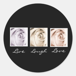 Live, laugh, love 3 roses sticker