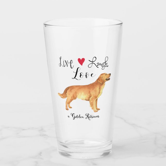 Live Laugh Love a Golden Retriever Glass (Front)
