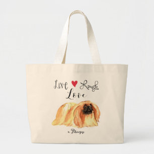 Live Laugh Love a Pekingese Large Tote Bag