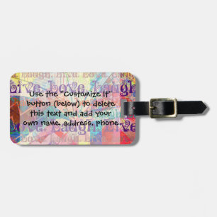 Live Laugh Love Abstract Textured Plaid Pattern Luggage Tag