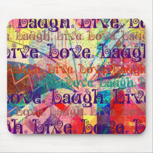 Live Laugh Love Abstract Textured Plaid Pattern Mouse Pad