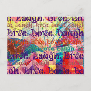 Live Laugh Love Abstract Textured Plaid Pattern Postcard
