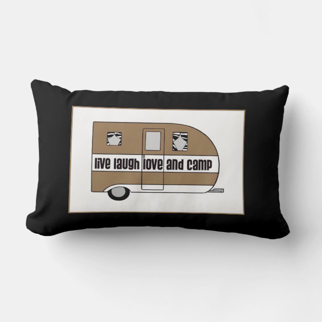"Live, Laugh, Love and Camp" Lumbar Pillow (Front)