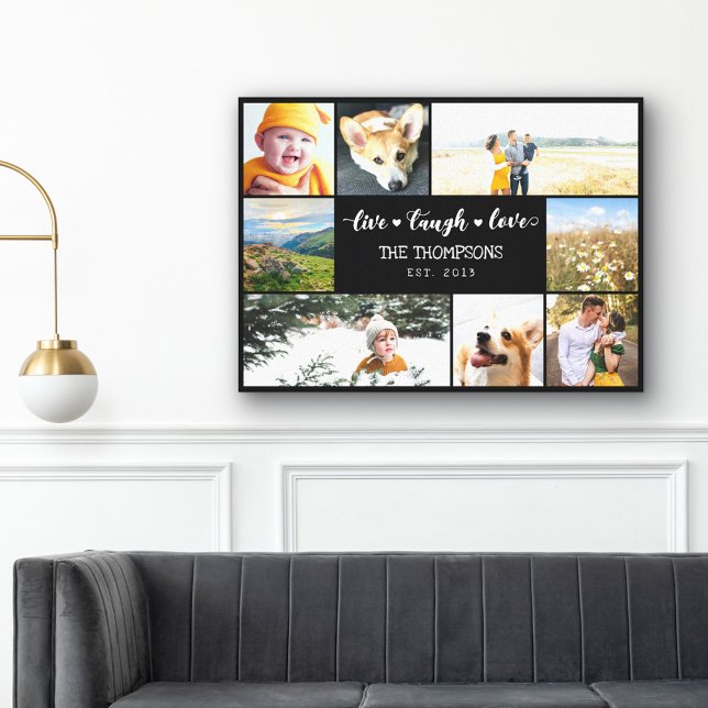 Live Laugh Love Black Photo Collage Canvas Print (Creator Uploaded)