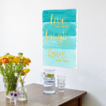 Live Laugh Love | Blue Ombre Motivational Foil Prints