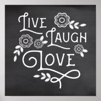 Live Laugh Love Chalkboard Style Art Poster