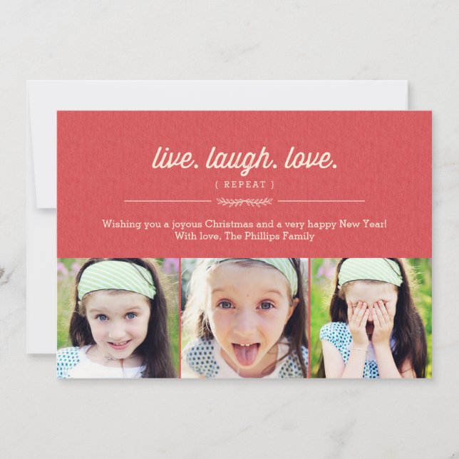 Live Laugh Love Christmas Card/ Carte photo de vac (Devant)