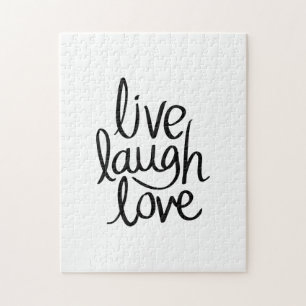 Live Laugh Love – Classic Inspirational Typography Jigsaw Puzzle