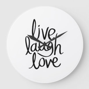 Live Laugh Love – Classic Inspirational Typography Large Clock