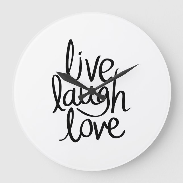 Live Laugh Love – Classic Inspirational Typography Large Clock (Front)