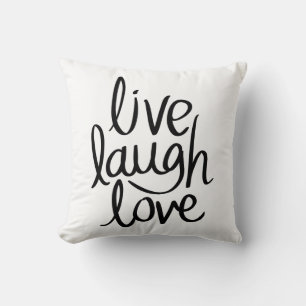 Live Laugh Love – Classic Inspirational Typography Throw Pillow