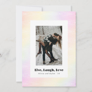 Live Laugh Love Couple Guilloché Holiday Card
