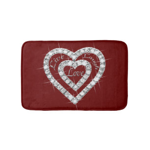 Live Laugh Love Diamond Hearts Bath Mat