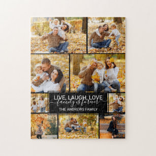 Live Laugh Love Family is Forever Photo Collage Jigsaw Puzzle