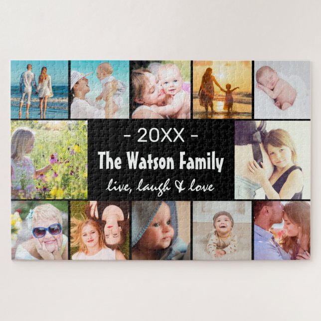 Live, Laugh & Love Family Photo Collage Jigsaw Puzzle (Horizontal)