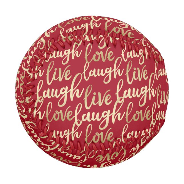 Live Laugh Love Faux Gold Lettering Baseball (Front Left)