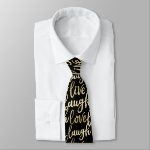 Live Laugh Love Faux Gold Lettering Black Tie