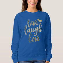 Live Laugh Love Faux Gold Lettering Deep Royal