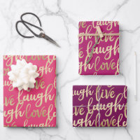 Live Laugh Love Faux Gold Lettering Pattern